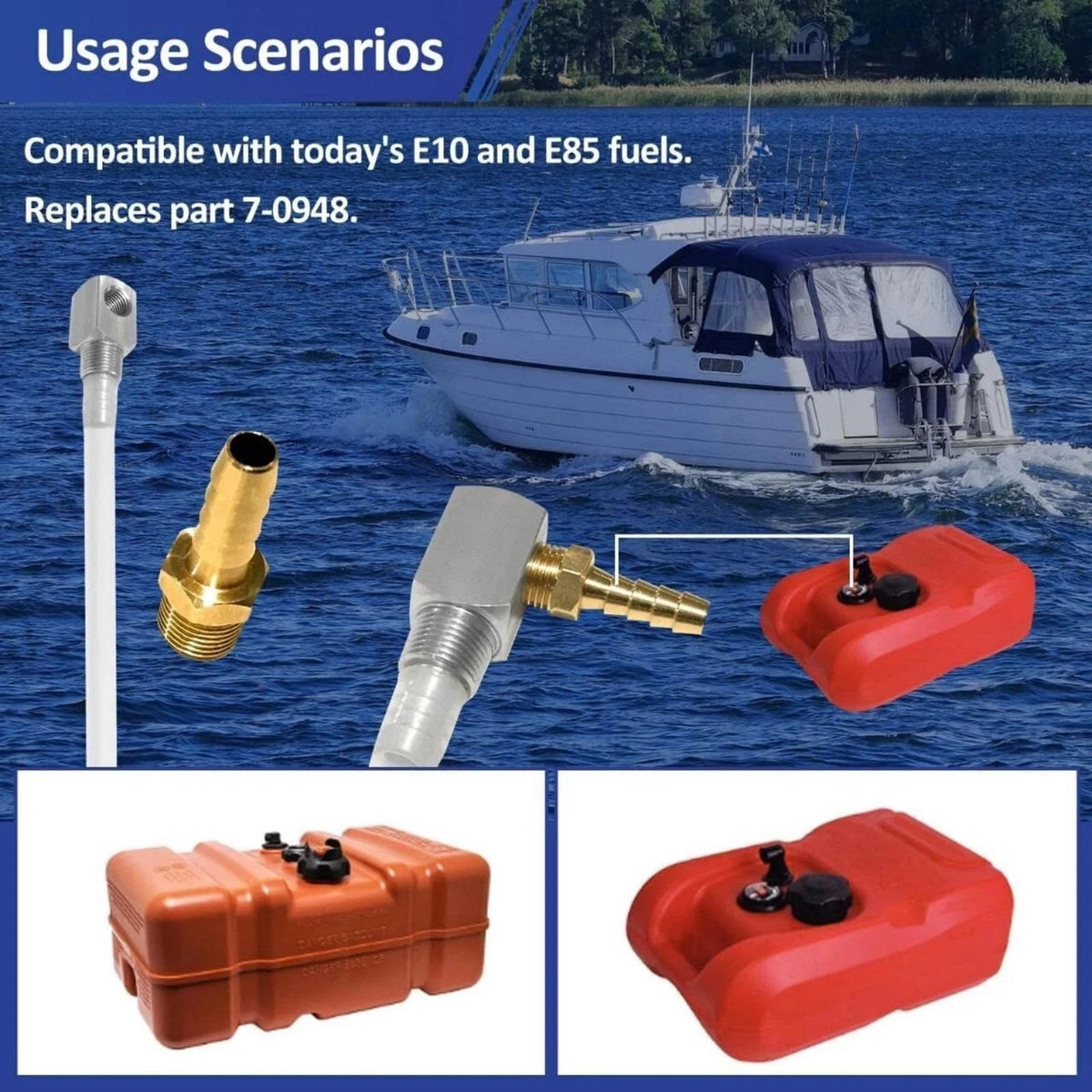 1Pc Boat Fuel Tank Pickup Tube Polyethylene with Adapter Replaces 7-0948