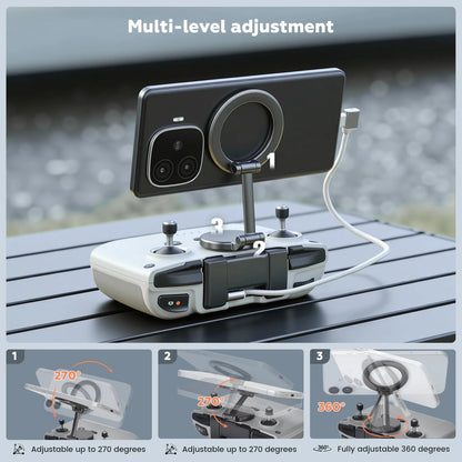 STARTRC Adjustable Magnetic Phone Stand for DJI RC-N3/N2/N1 Black with Silver