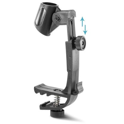Adjustable Drum Rim Mic Clips - Microphone Mount Clamp (Pack of 2) Black