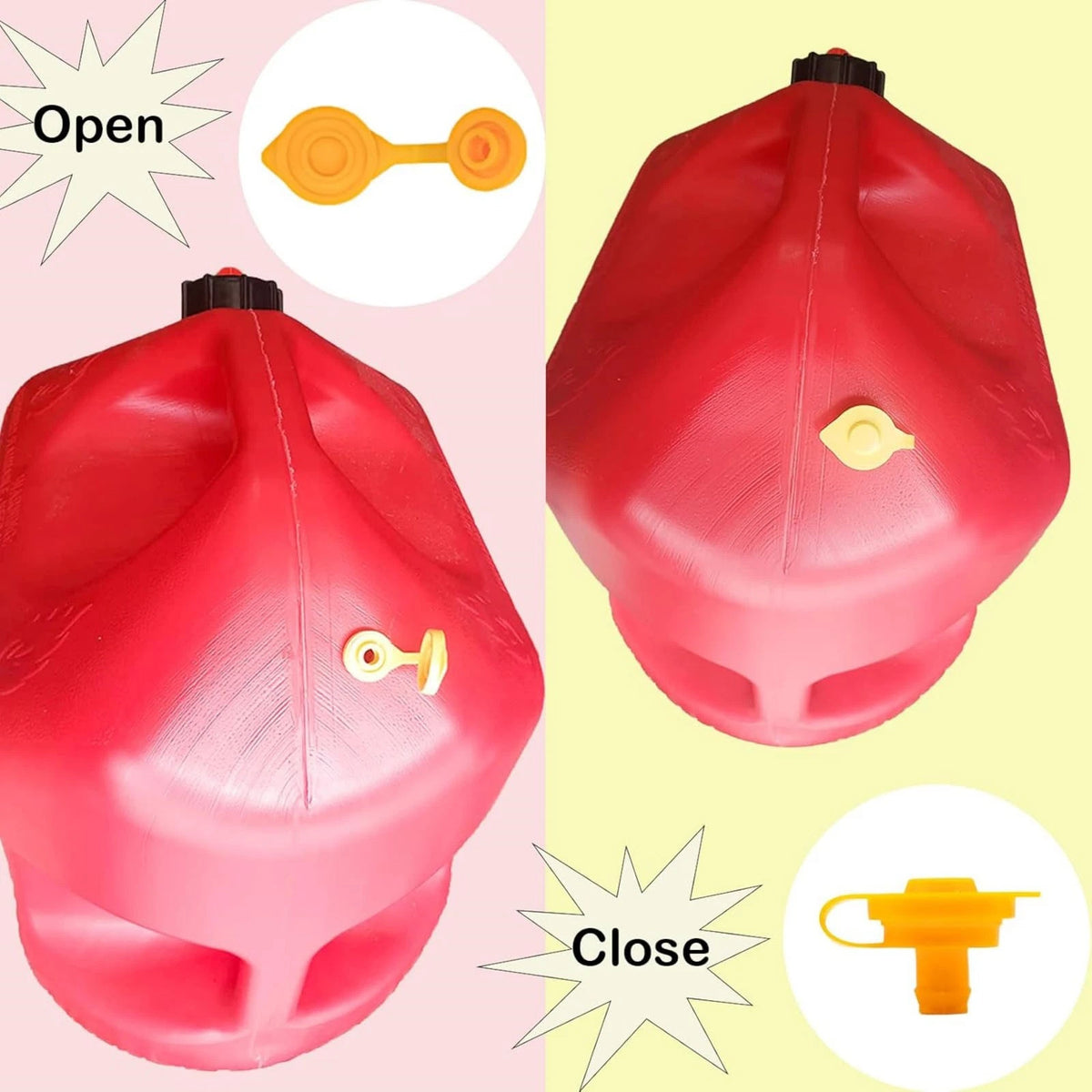 5PCS Fuel Gas Can Vent Cap Set Yellow Plastic For Garage Workshop Canisters