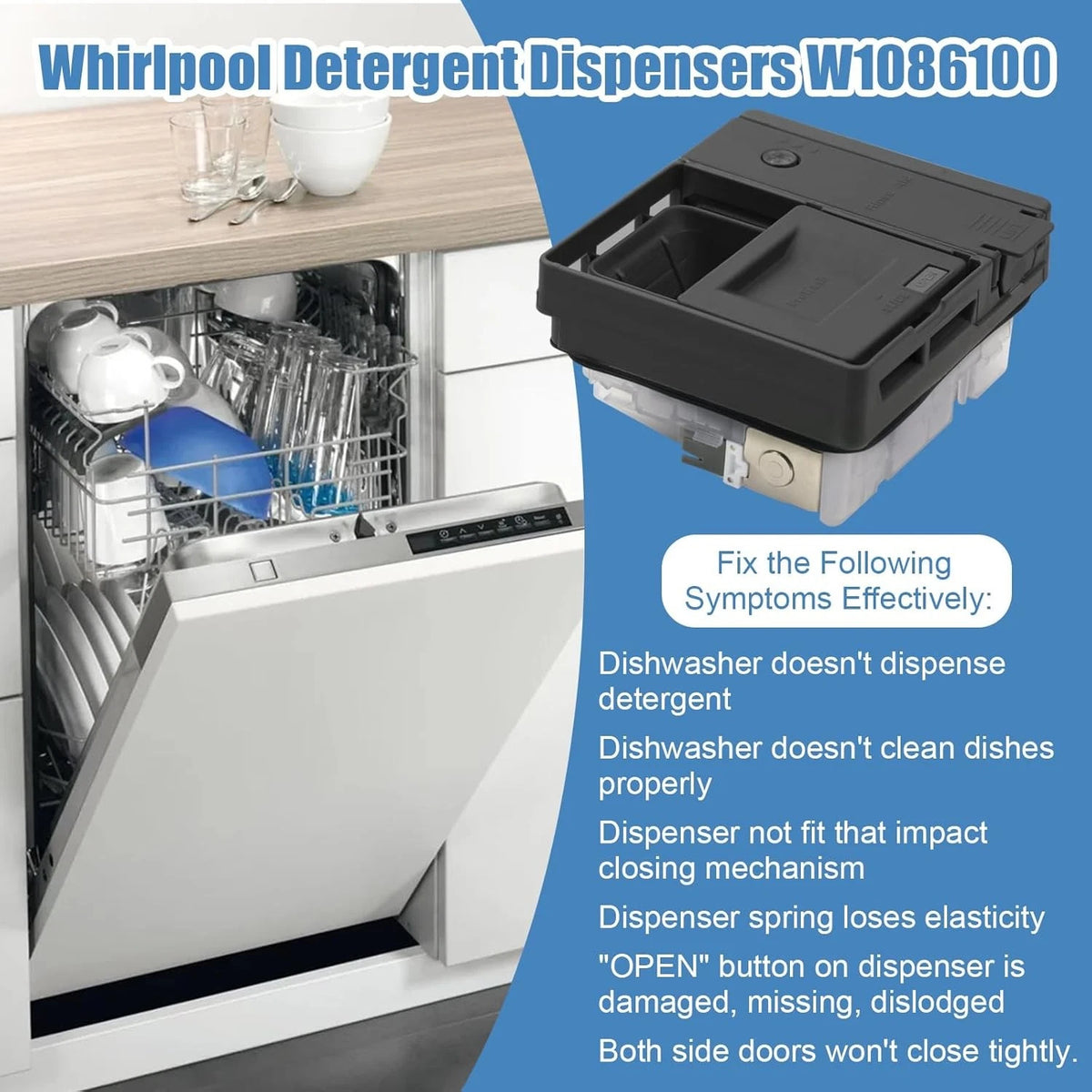 W10861000 Dishwasher Detergent Dispenser Compatible With Whirlpool...
