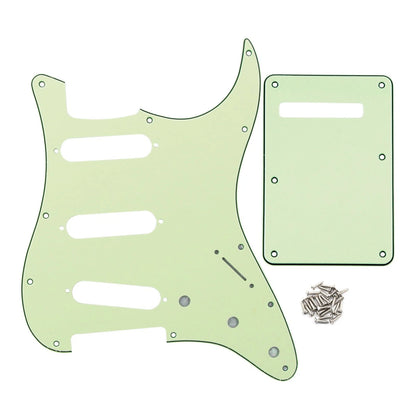 FLEOR SSS 11-Hole Electric Guitar Pickguard with Backplate 3Ply Mint Green