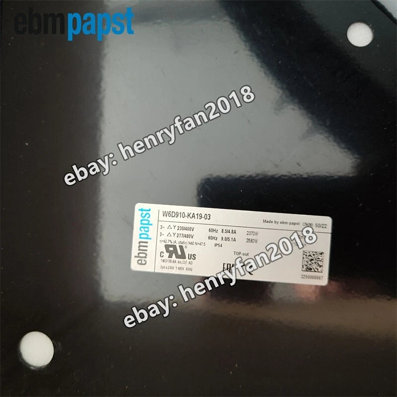 W6D910-KA19-03 Ebmpapst Fan 230/480VAC 8.2/8.5A 2370/2580W Air Conditioning Fan