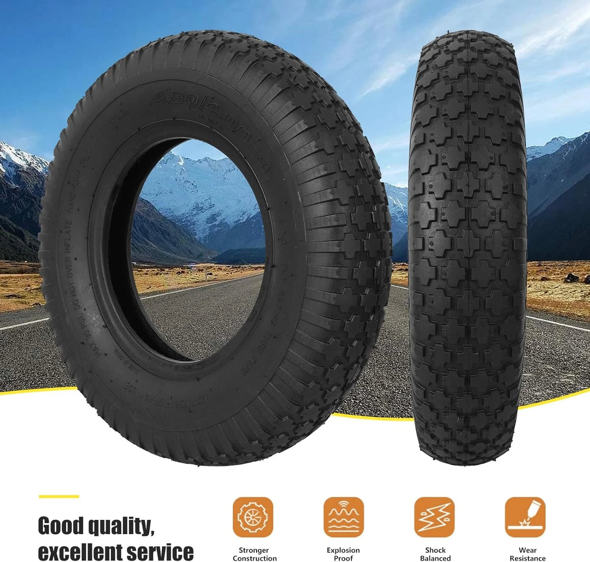 4.80/4.00-8 Tire and Inner Tube, Tube 2 Pack