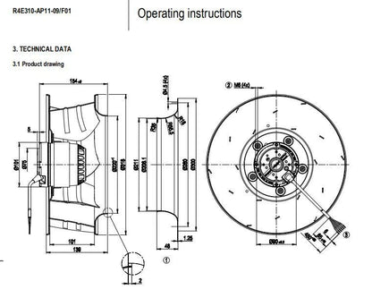 Ebmpapst R4E310-AP11-09/F01 Centrifugal Fan 230VAC 0.52/0.7A FFU Cooling Fan