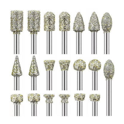 For Rotary Tool Grinding Heads 20pcs 3mm Diamond Burr Set for Carving Engraving