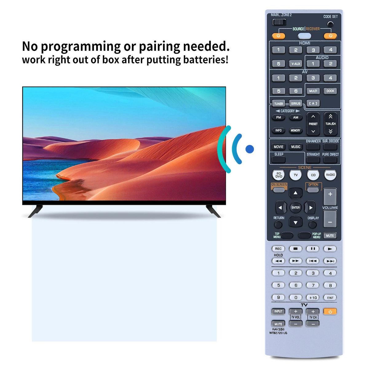RAV336 WT92720 US Remote Control For Yamaha RX-A700 RX-V667 RX-V771 HTR-6063