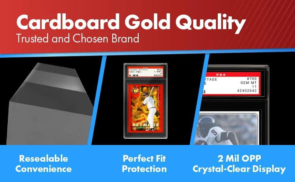 Cardboard Gold PSA Slab Sleeves - 500 Pack Resealable 500 Sleeves, Clear