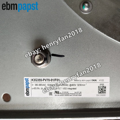 Ebmpapst K3G355-PV70-01/F01 EC Fan 3~ 400VAC 4.4A 2900W IP55 Centrifugal Fan