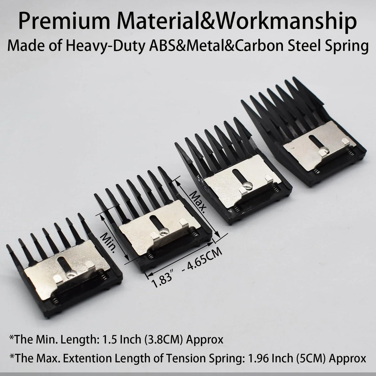 4 Pieces Professional A5-Style Animal Clipper Attachment Guard Guide Black