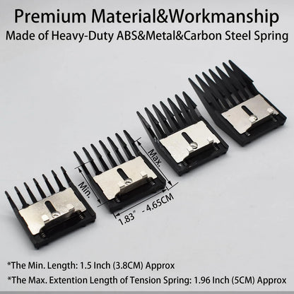 4 Pieces Professional A5-Style Animal Clipper Attachment Guard Guide Black