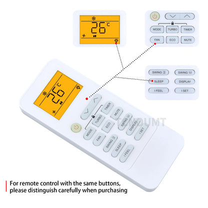 Air Conditioning Remote Control For TCL 190424(XHY-S) With backlight