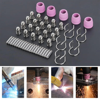 50 Piece AG60P Plasma Cutter Consumables Kit Includes Cutting Torch Tips and...