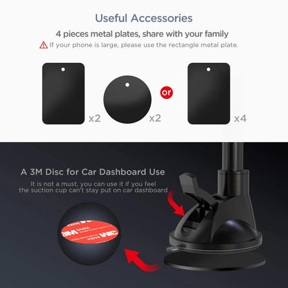 IPOW Long Arm 7.6" Magnetic, Black Magnetic Phone Mount