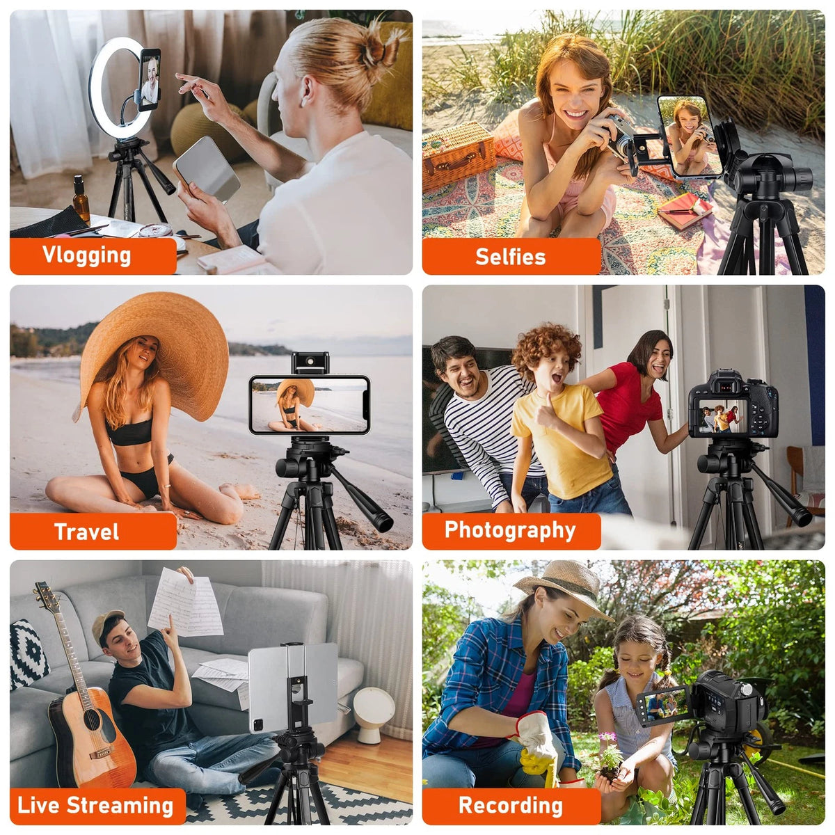 JOILCAN Camera Tripod, 68" Tablet Tripod Stand for Phone Cameras, 68", Black