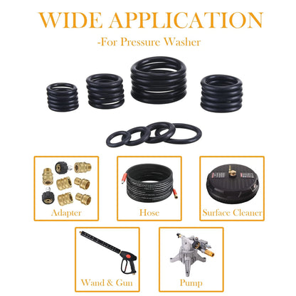 PWACCS High Pressure Washer O Ring Kit, Replacement Rubber for Black