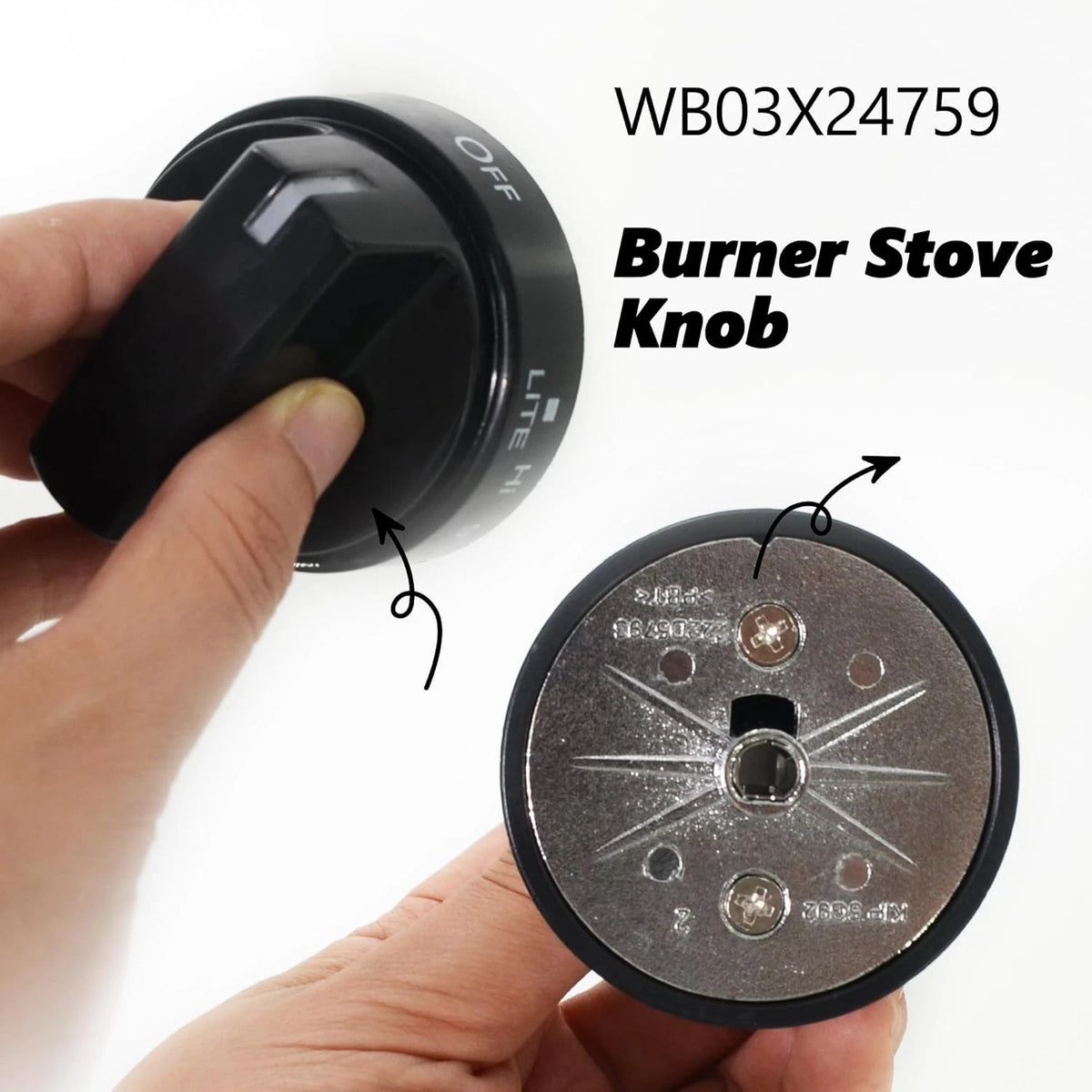 WB03X24759 Range Surface Burner Knob Gas Control Assembly 2 Pieces, Black