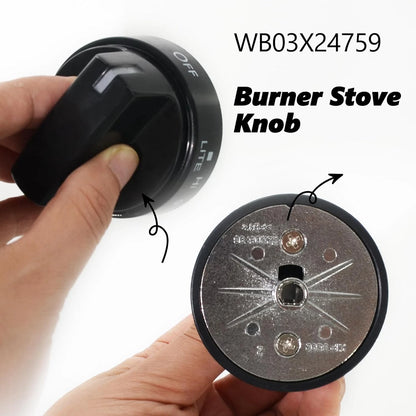 WB03X24759 Range Surface Burner Knob Gas Control Assembly 2 Pieces, Black