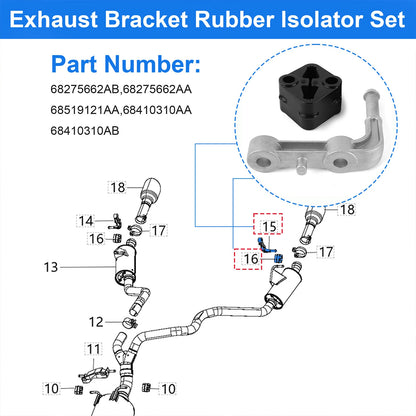 Exhaust Bracket Isolator Set For Ram 1500 2019-2025 68275662AB 68275662AA