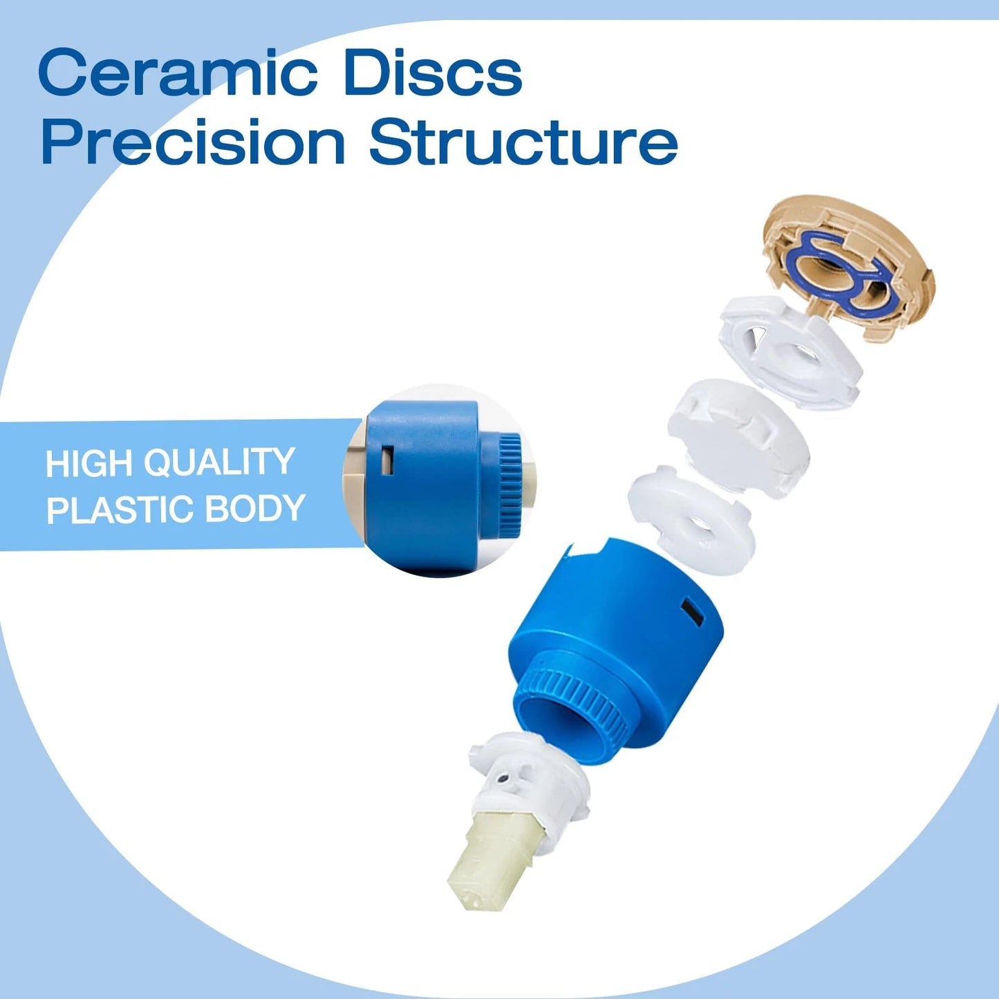 Diameter 35mm Ceramic Faucet Cartridge Replacement for Single Handle Blue