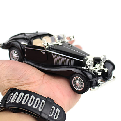 1:28 Scale Pullback Diecast Metal Antique Classic Length 6.5in/16.8cm, Black