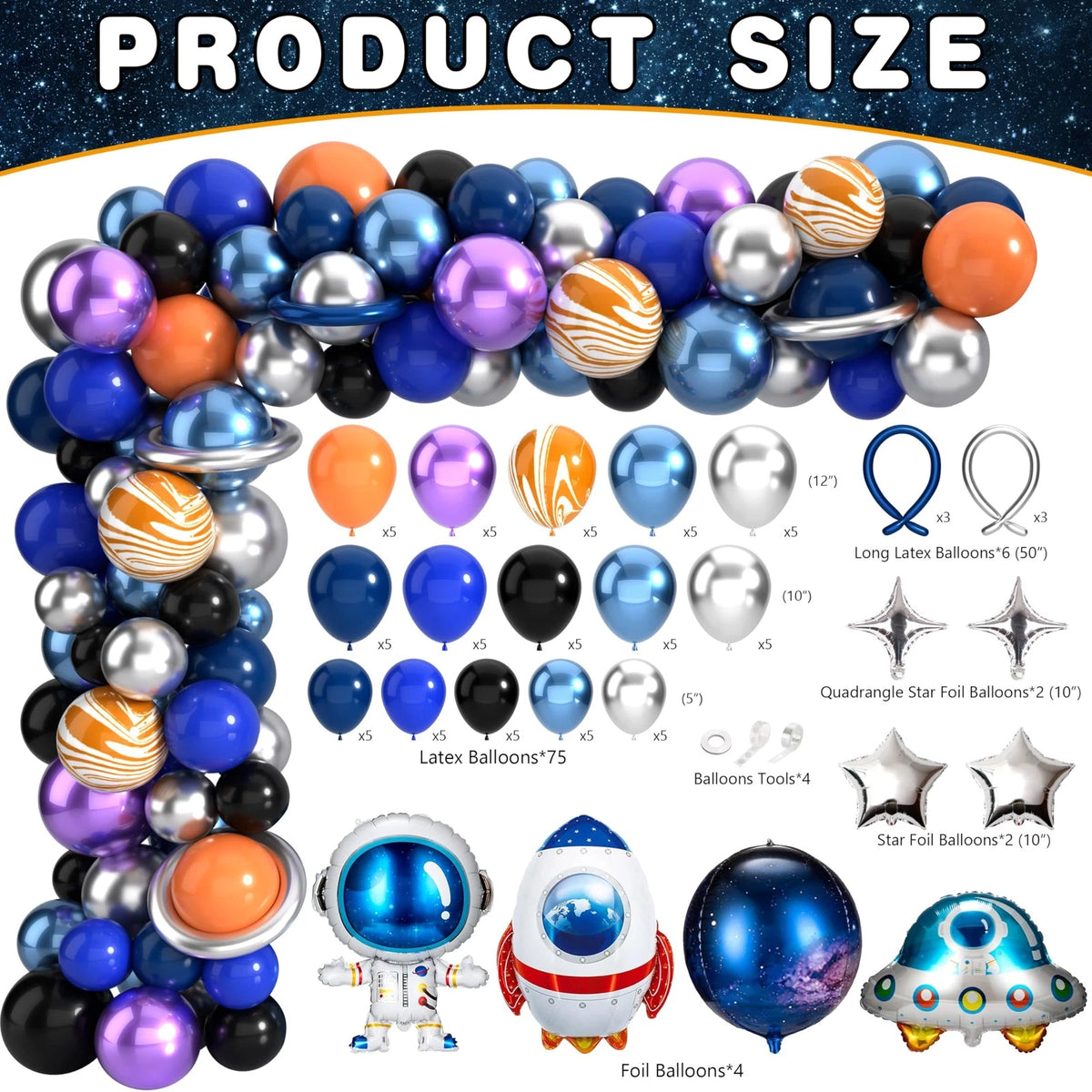 Outer Space Birthday Party Decorations Themed Blue, Black