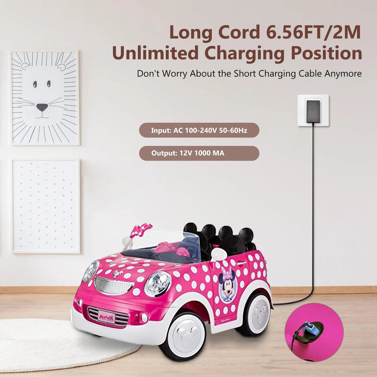 12V Battery Charger with Blue Plug for Kid Trax Ride-On Toys Compatible bule