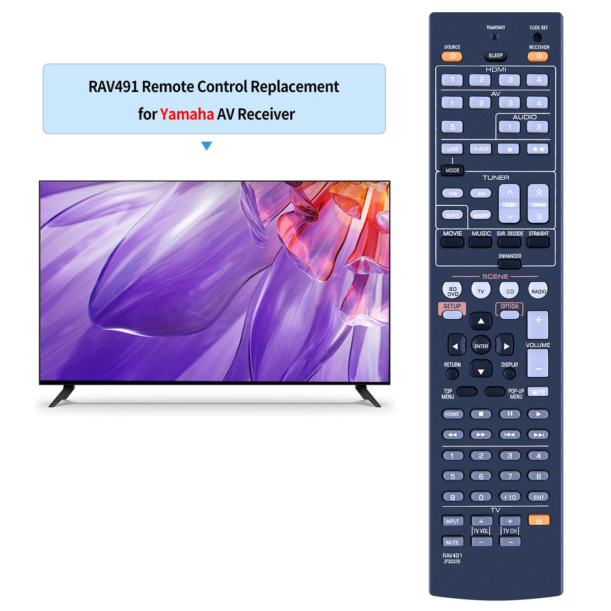 RAV491 ZF30320 Remote Control For Yamaha AV Receiver HTR-4066 YHT-797 RX-V373