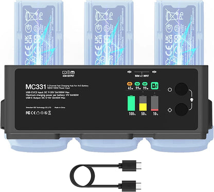200W DJI Air 3/3S Battery Charger Hub，Fast Charging, 3-Channel Parallel,...