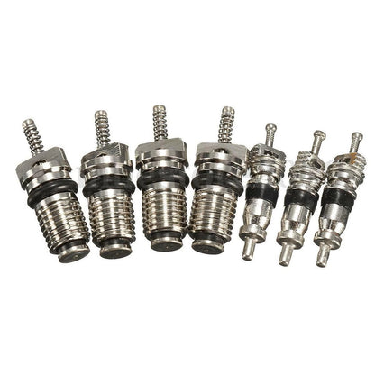 16PACK A/C Valve Core Kit AC System Cap & Valve Stem Cores Seal Remover Tool K