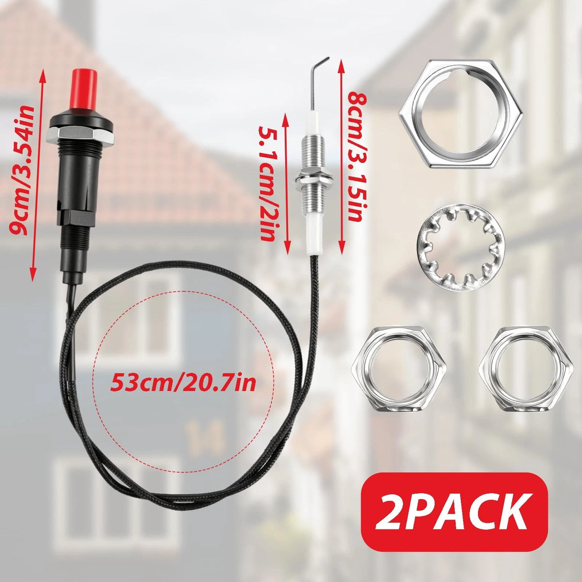 2 Packs Piezo Grill Igniter Replacement BBQ Electrode Spark Ignition Black