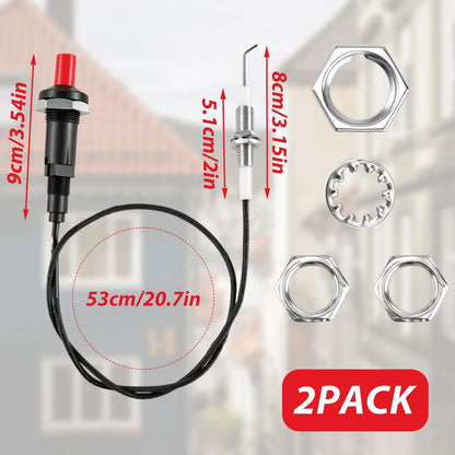 2 Packs Piezo Grill Igniter Replacement BBQ Electrode Spark Ignition Black