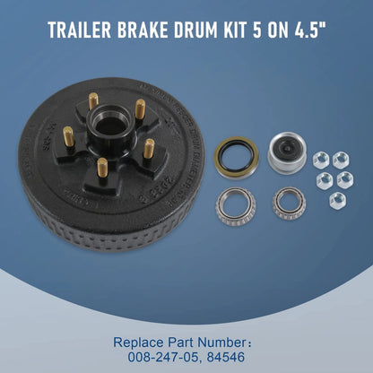 JDMSPEED  Trailer Brake Hub Drum 10" X 2-1/4" Kit 5 on 5 4.5