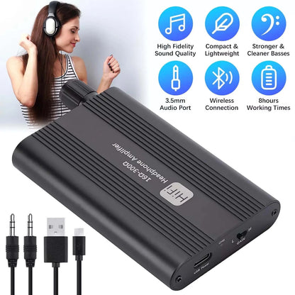 16Ω-300Ω HIFI Headphone Amplifier 3.5mm AUX Audio w/ USB Cable Earphone AMP