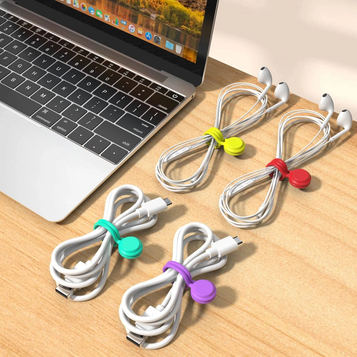 Magnetic Cable Ties 10 PCS Reusable Organizers 10cm x 1.2cm, Multicolor
