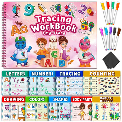 Curious 2 Learn Hardcover Preschool Activity Workbook for Kids Medium, Pink