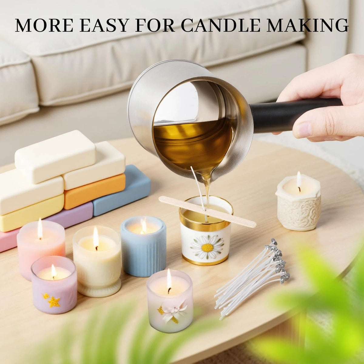 KEARLGMBH Wax Melter for Candle 4 inches x 5 x 5 inches, Sliver