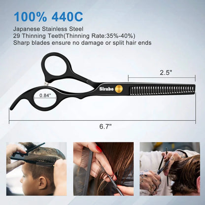 Sirabe 10 PCS Hair Cutting Scissors Set, Professional 10 Piece Black