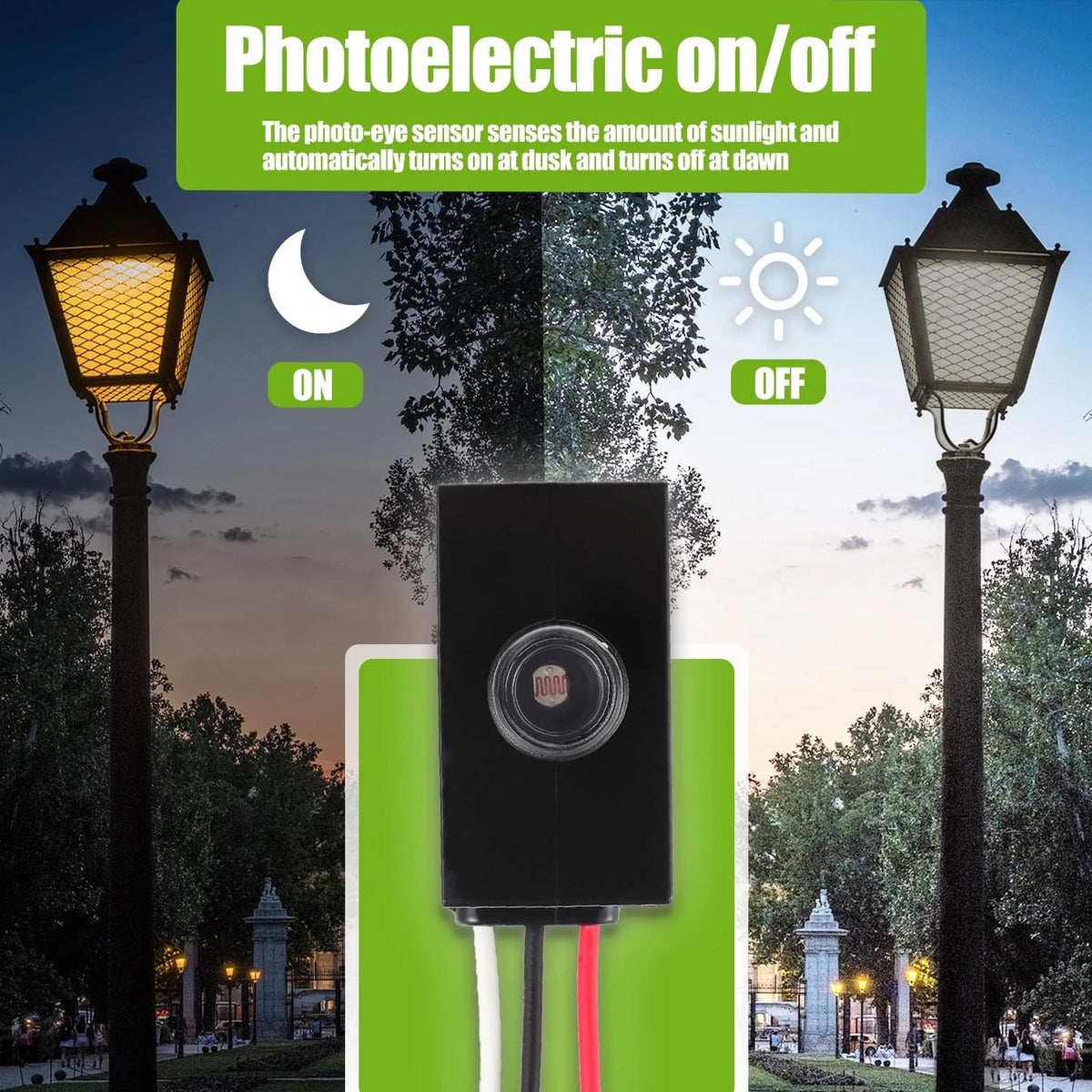 Dusk to Dawn Sensor for Outdoor Lighting 120-277V Photoelectric Switch...