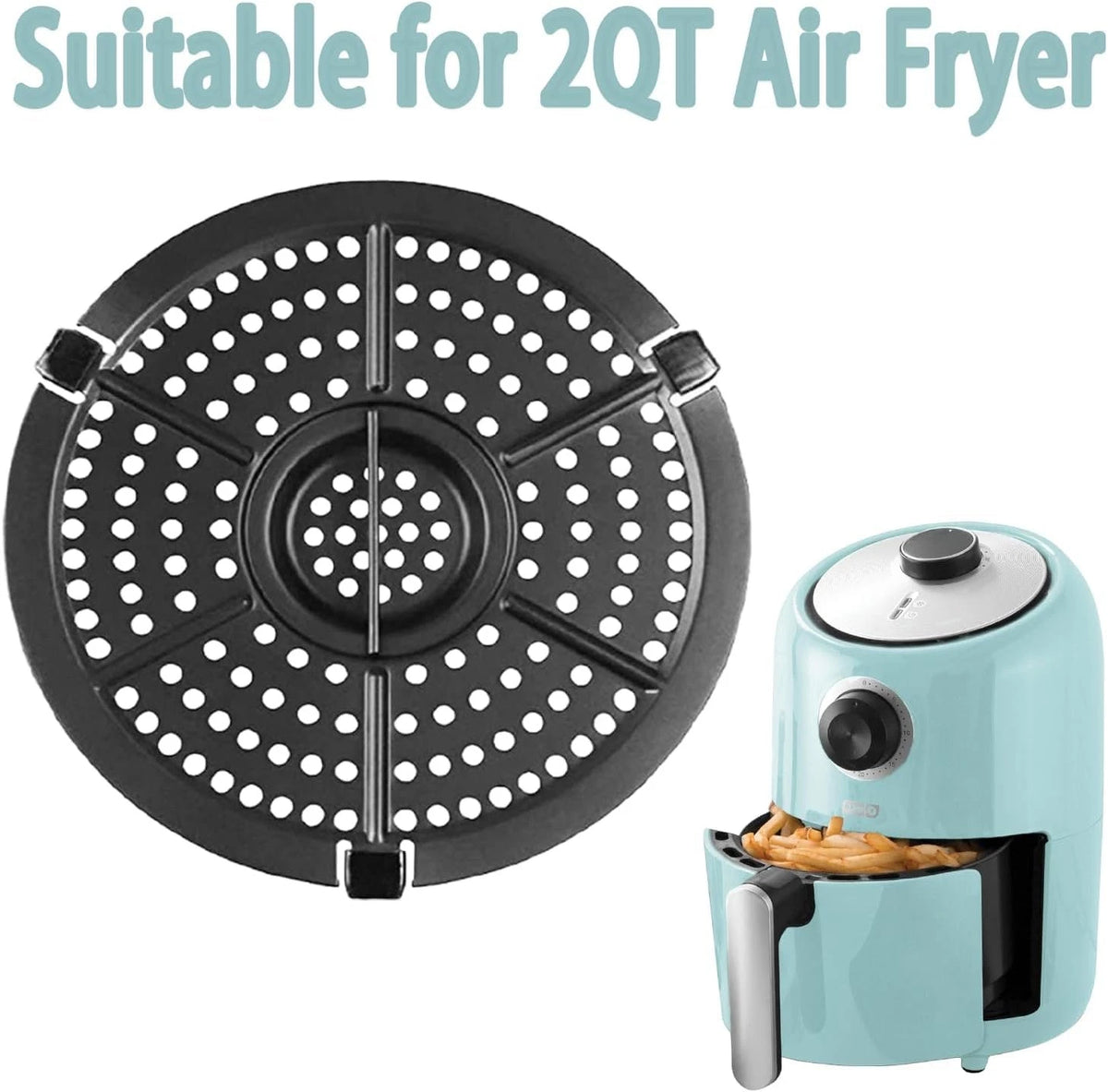 Air Fryer Grill Pan for Dash 2QT Fryer, Accessories, S, black