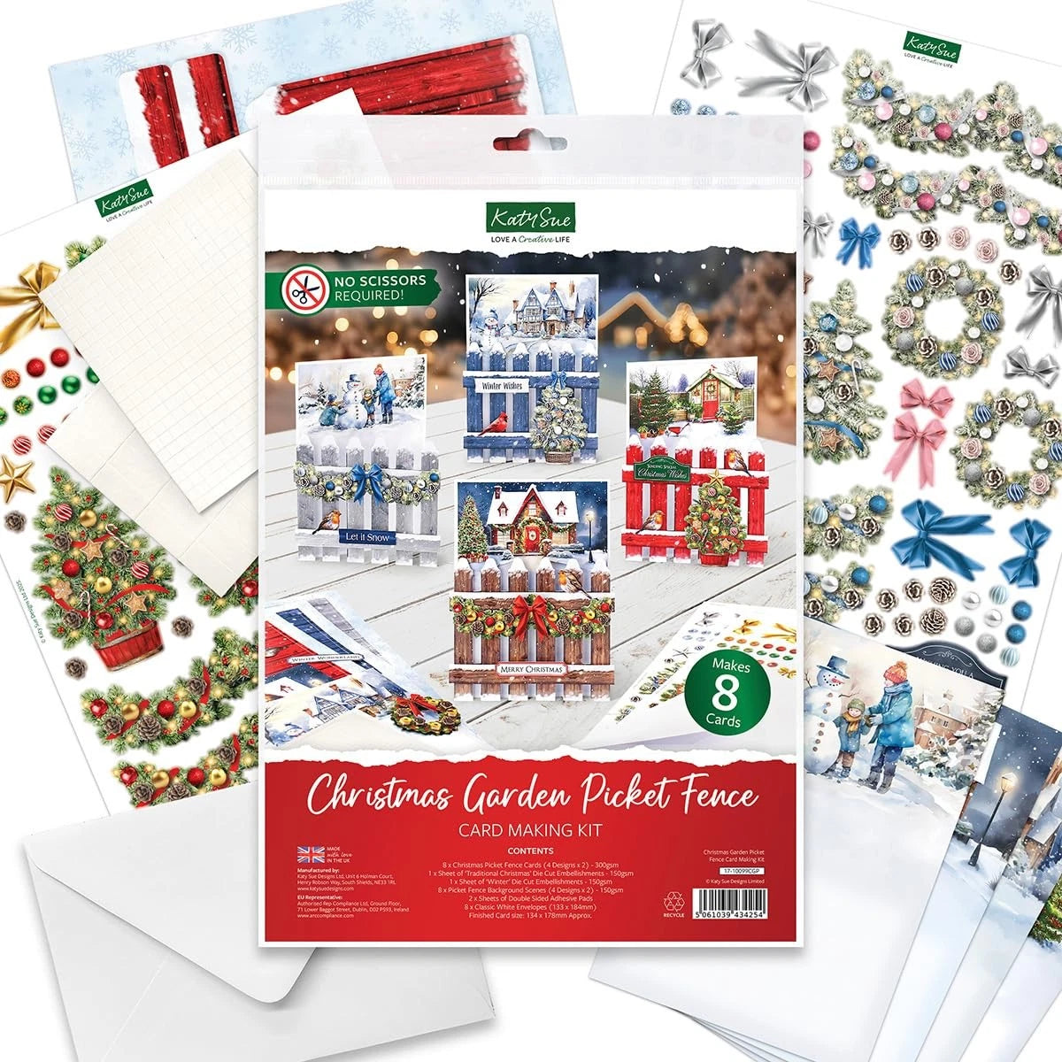 Katy Sue Christmas Garden Finished cards are 5.3 x 7 inches, mixed colors