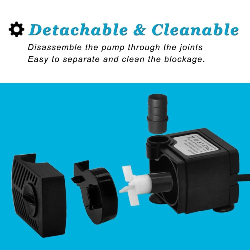 90 GPH Mini Submersible Pump, Small Fountain Pump (5W 90 5W, Black