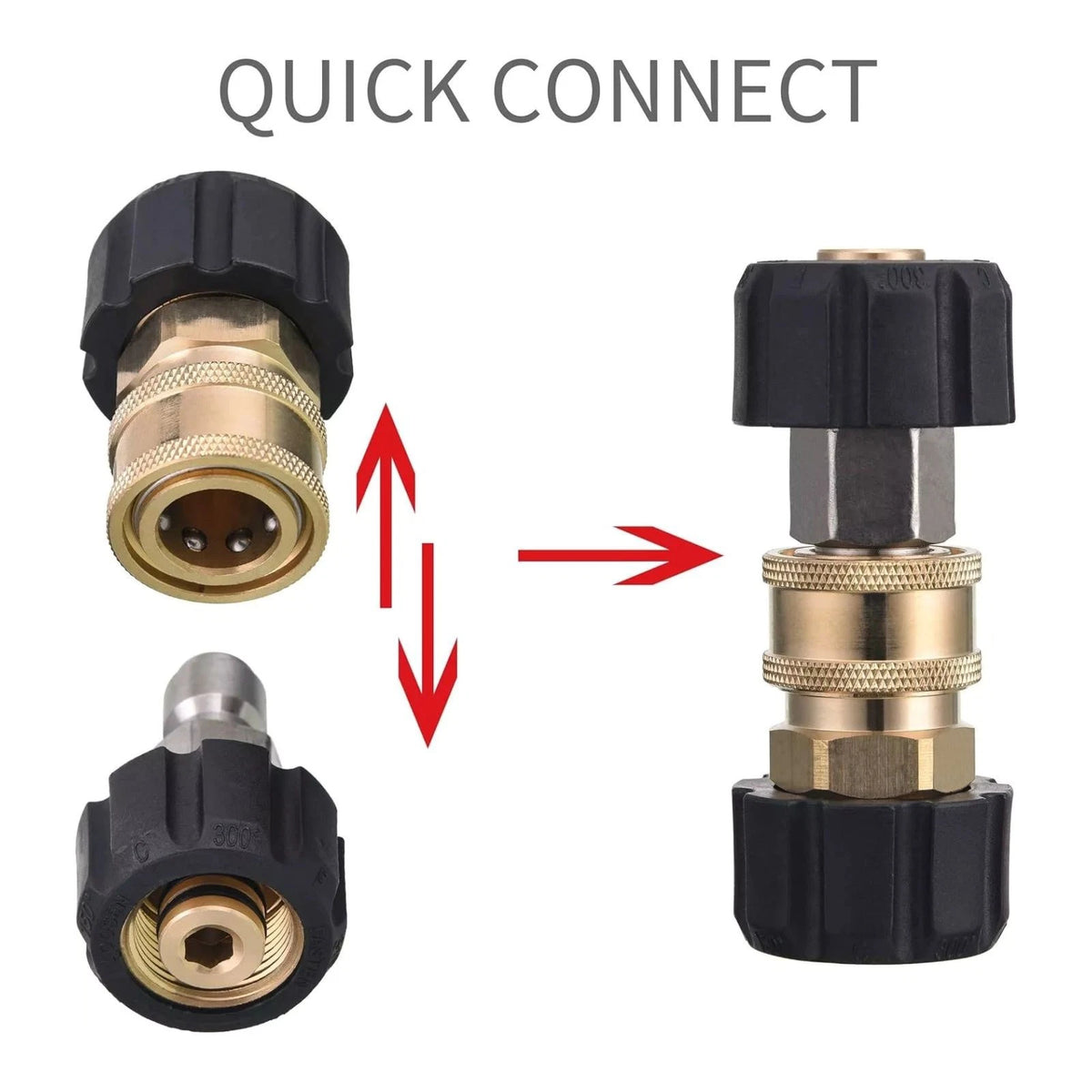 Pressure Washer Hose Adapter convert 3/8" threads to quick release fittings
