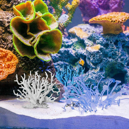 TkoYuHm 2 Pack Artificial Coral Reef Decor for Aquarium Blue and White