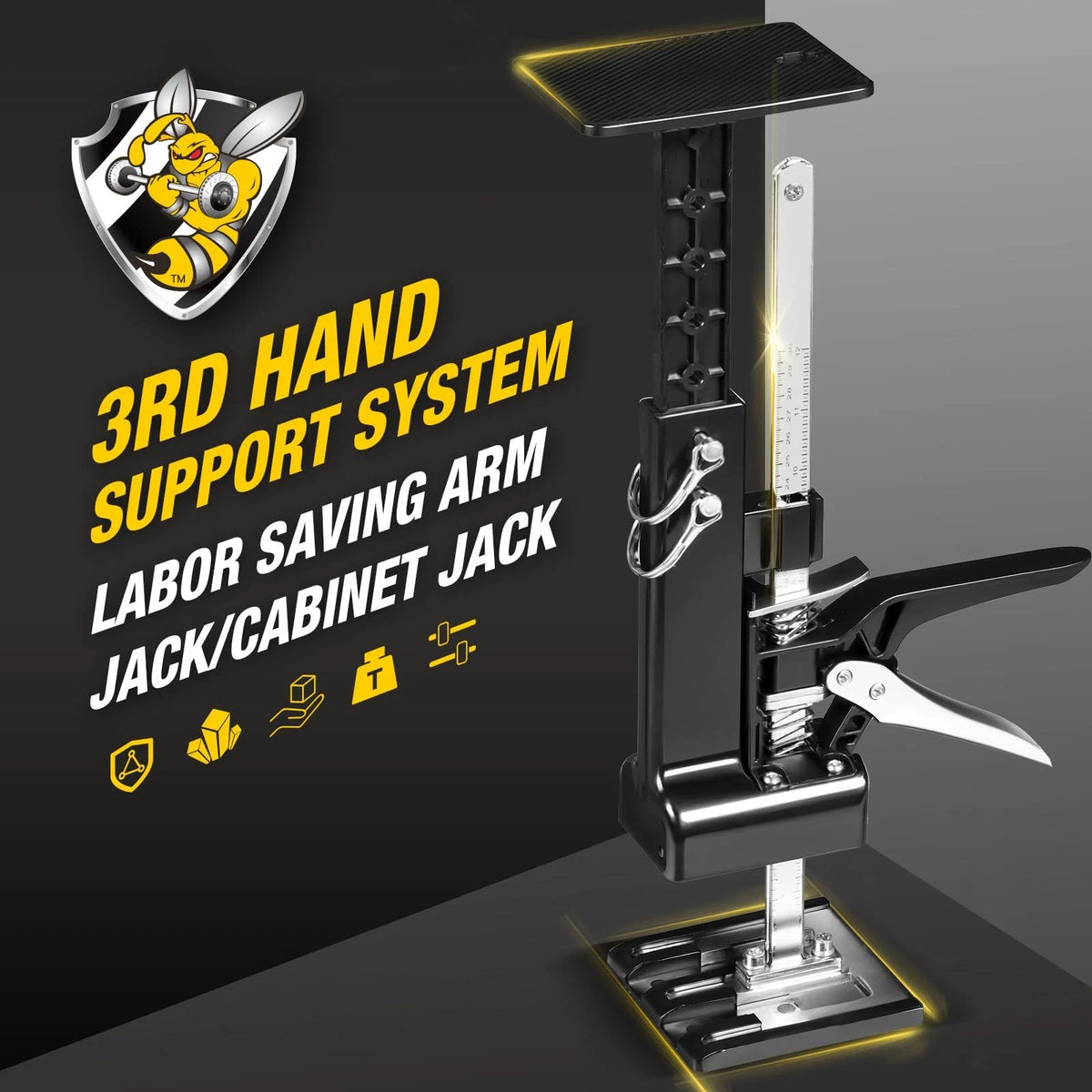 YELLOW JACKET Cabinet Jacks 2 Pack for Installing Cabinets, Labor black