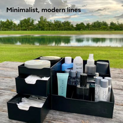 Uncluttered Designs Large Black Vanity Organizer - Countertop Mens