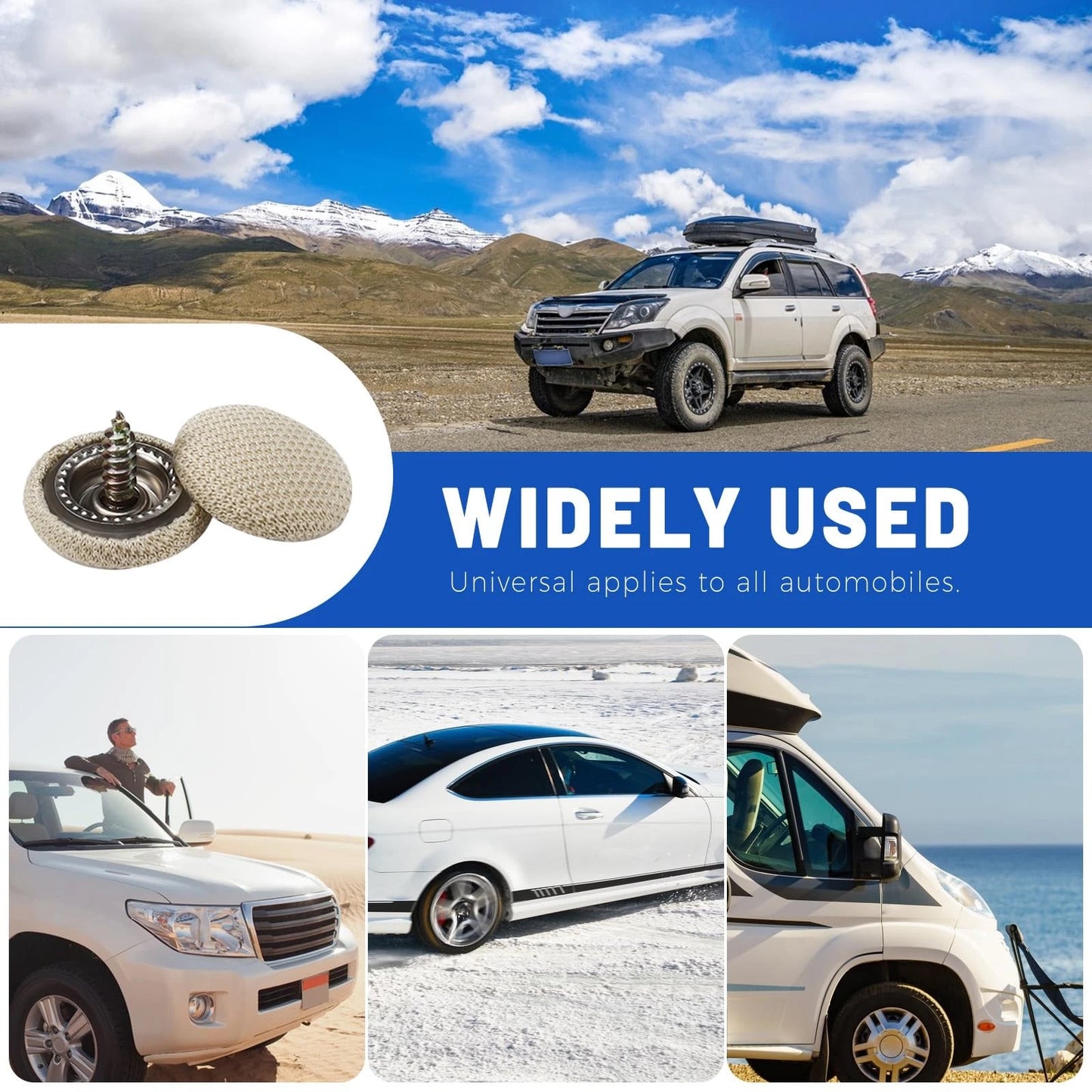 202 Pieces Car Roof Headliner Repair Button Kit, Ceiling Fabric Beige