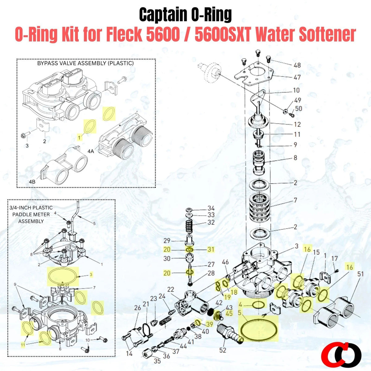 Captain O-Ring – Replacement Rebuild Kit for Fleck 5600 / Black