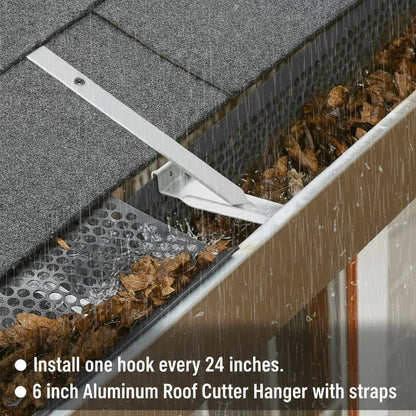 30 Sets 6" Aluminum Roof Gutter Hangers Clips with Straps for...