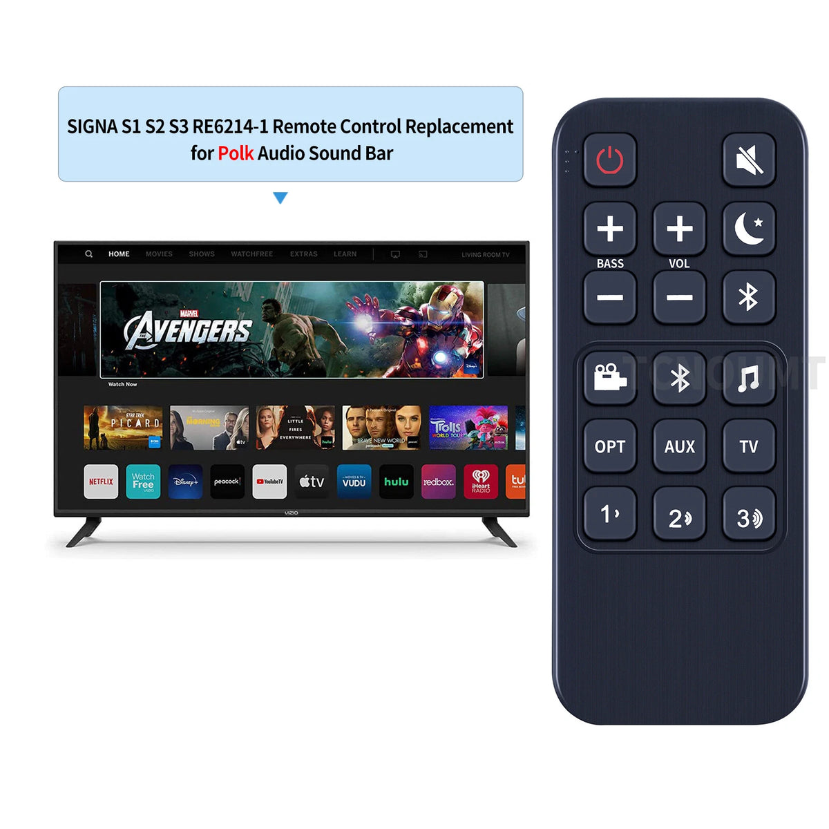 For Polk Audio Sound Bar Signa S1 S2 S3 RE6214-1 Soundbar Replace Remote Control